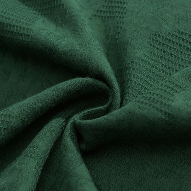 Chemise à manches courtes en coton et lin pour homme, motif floral jacquard, motif Buddha Stones, couleur pure et rétro - image 11