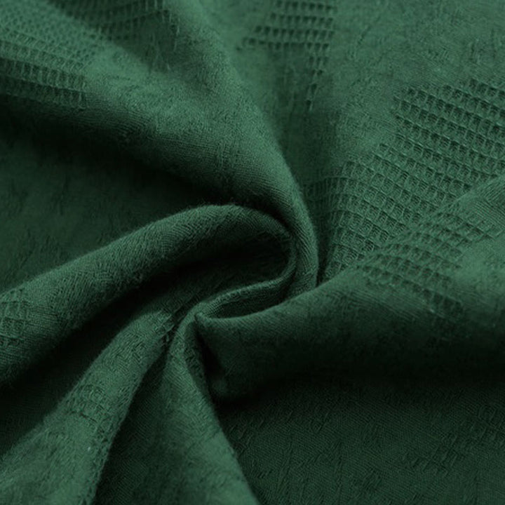 Chemise à manches courtes en coton et lin pour homme, motif floral jacquard, motif Buddha Stones, couleur pure et rétro - image 11