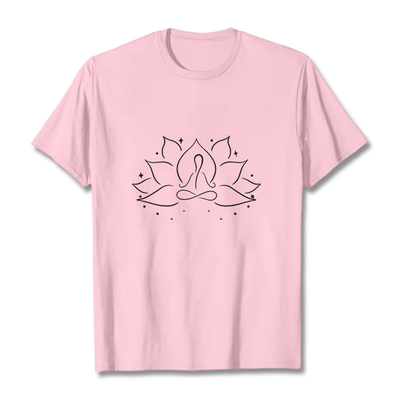 T-shirt avec motif de pose de yoga méditative, Buddha Stones et fleur de lotus - Rose clair - 2XL - image 13
