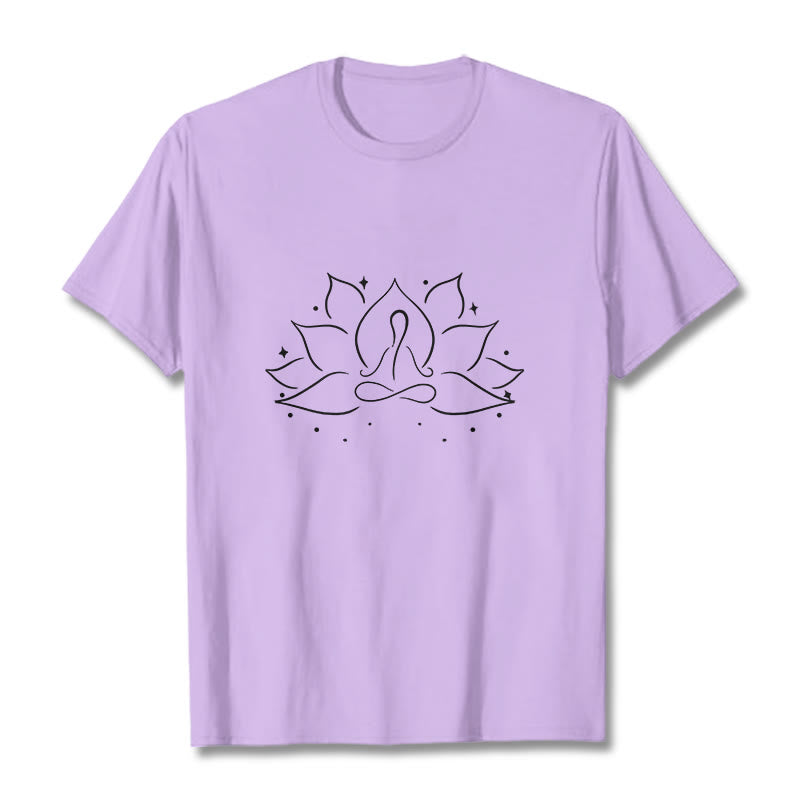 T-shirt avec motif de pose de yoga méditative, Buddha Stones et fleur de lotus - Prune - 2XL - image 17