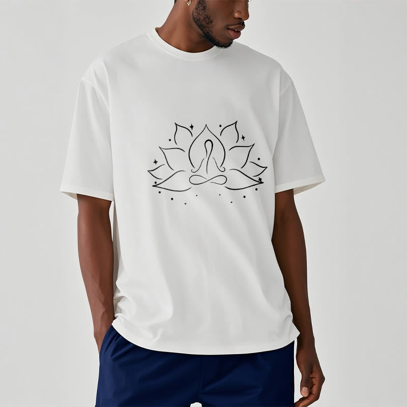 T-shirt avec motif de pose de yoga méditative, Buddha Stones et fleur de lotus - image 9