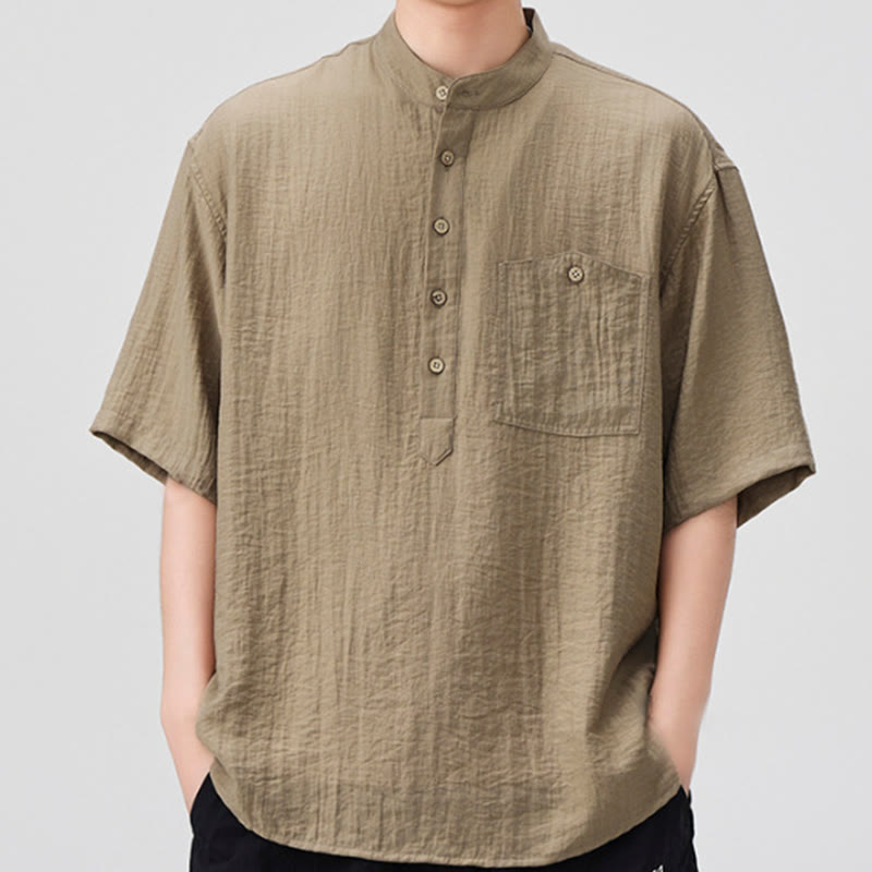 Chemise d'été à manches courtes et demi-boutons pour homme, motif Buddha Stones