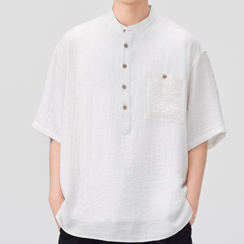 Chemise d'été à manches courtes et demi-boutons pour homme, motif Buddha Stones