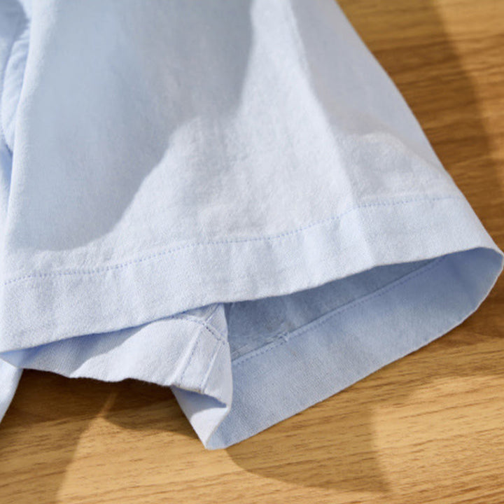 Chemise d'été en coton à manches courtes et demi-bouton pour homme Motif Buddha Stones