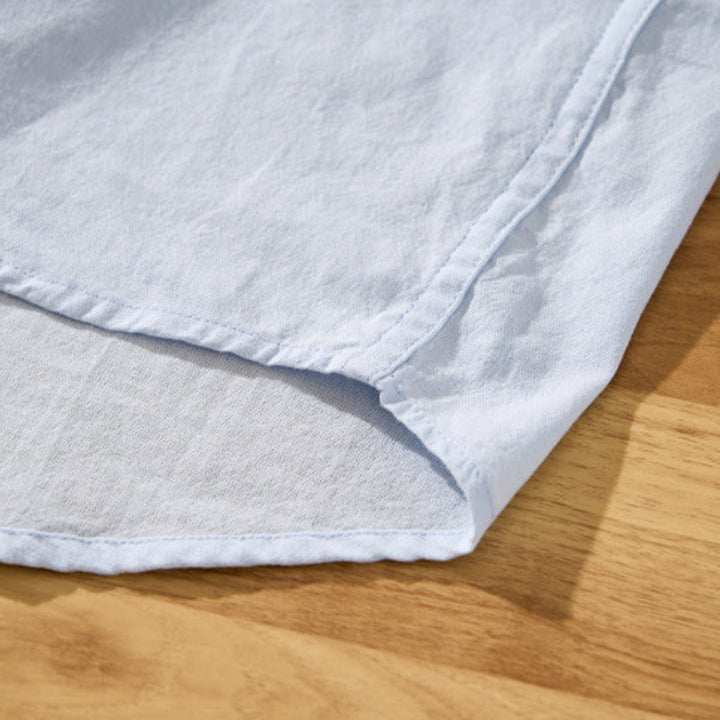 Chemise d'été en coton à manches courtes et demi-bouton pour homme Motif Buddha Stones