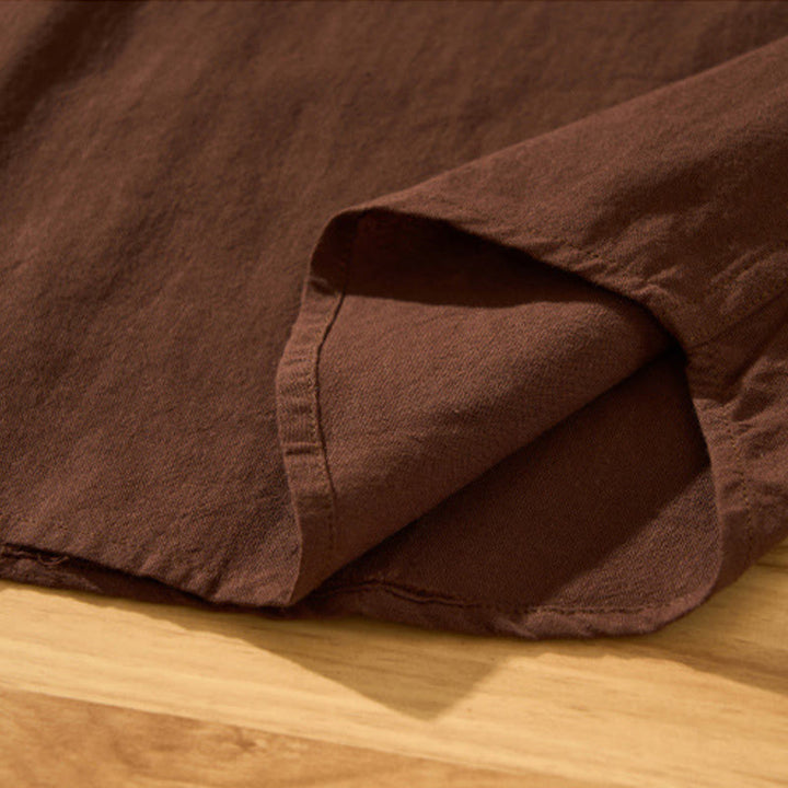 Chemise d'été en coton à manches courtes et demi-bouton pour homme Motif Buddha Stones