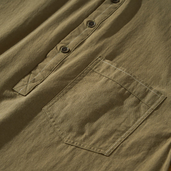 Chemise d'été en coton à manches courtes et demi-bouton pour homme Motif Buddha Stones