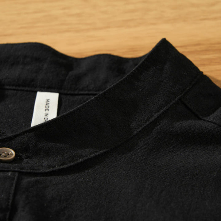 Chemise d'été en coton à manches courtes et demi-bouton pour homme Motif Buddha Stones