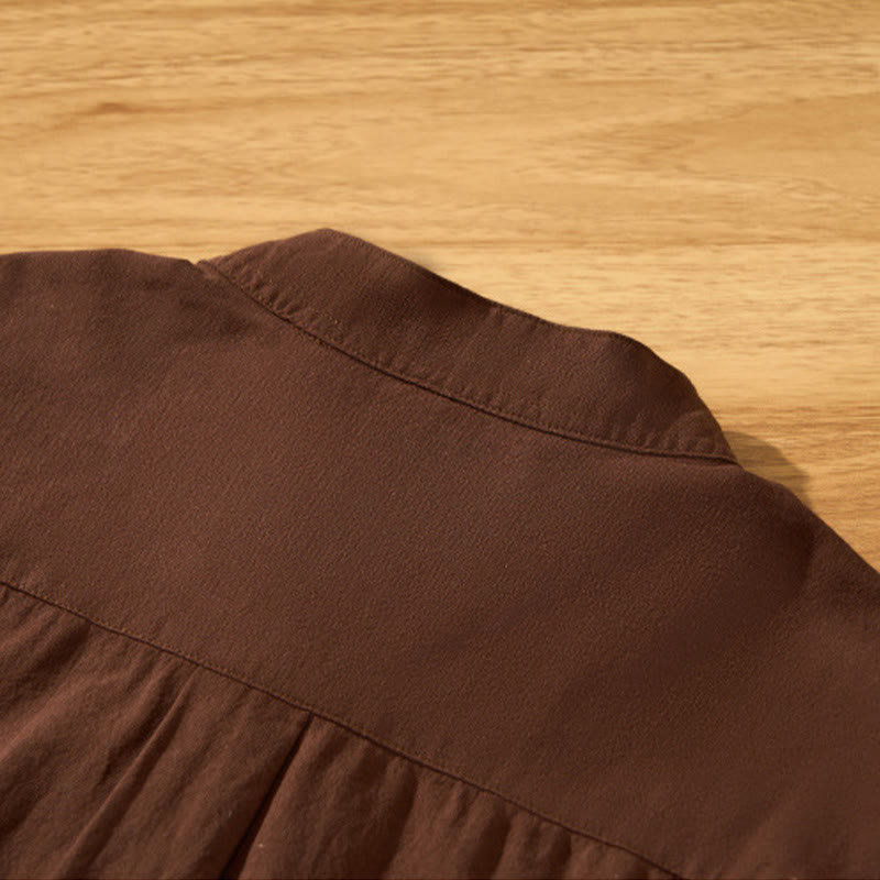 Chemise d'été en coton à manches courtes et demi-bouton pour homme Motif Buddha Stones