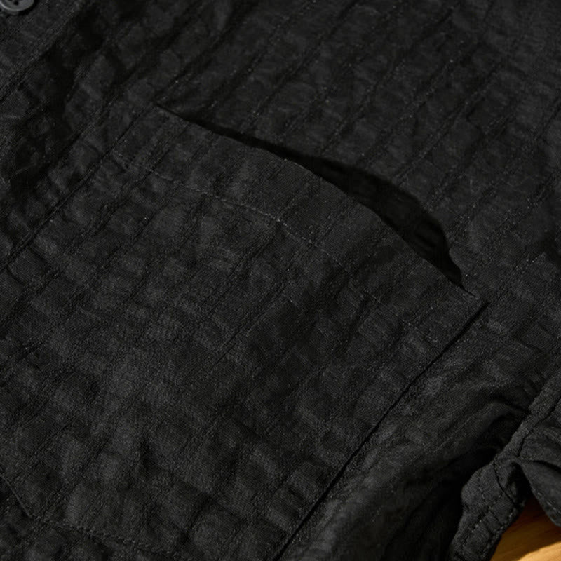 Chemise d'été en Tencel à manches courtes et boutons pour homme, couleur unie et respirante, motif Buddha Stones