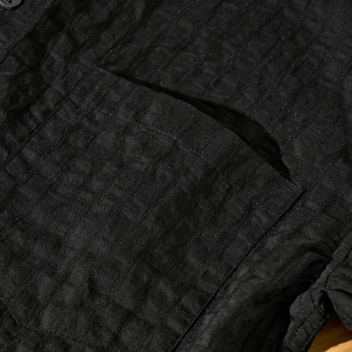 Chemise d'été en Tencel à manches courtes et boutons pour homme, couleur unie et respirante, motif Buddha Stones