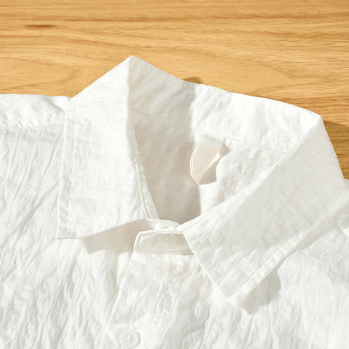 Chemise d'été en Tencel à manches courtes et boutons pour homme, couleur unie et respirante, motif Buddha Stones