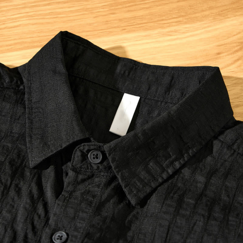 Chemise d'été en Tencel à manches courtes et boutons pour homme, couleur unie et respirante, motif Buddha Stones