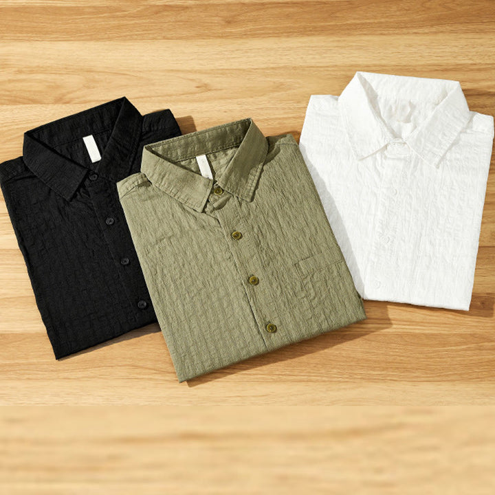 Chemise d'été en Tencel à manches courtes et boutons pour homme, couleur unie et respirante, motif Buddha Stones