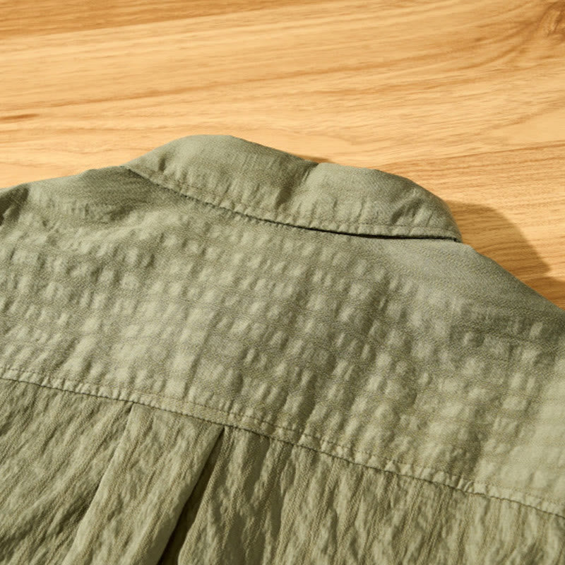 Chemise d'été en Tencel à manches courtes et boutons pour homme, couleur unie et respirante, motif Buddha Stones