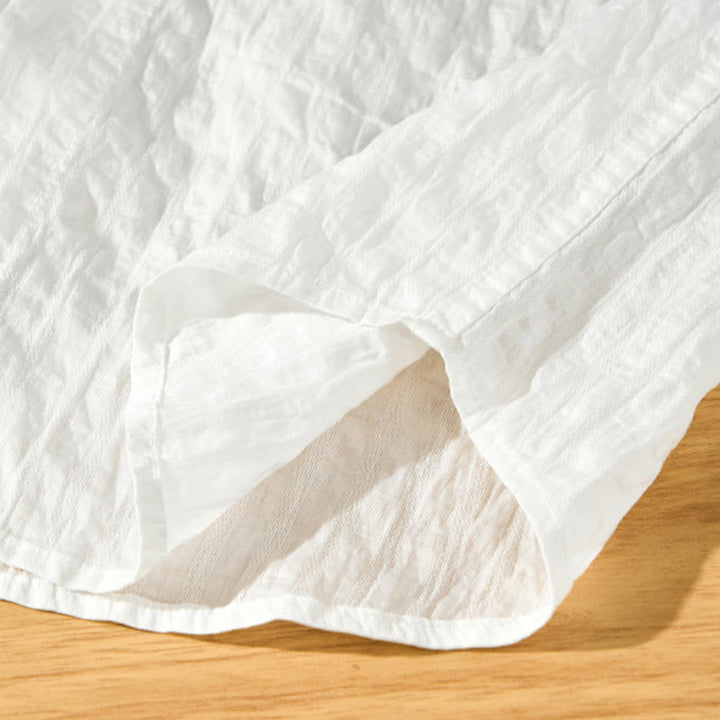 Chemise d'été en Tencel à manches courtes et boutons pour homme, couleur unie et respirante, motif Buddha Stones