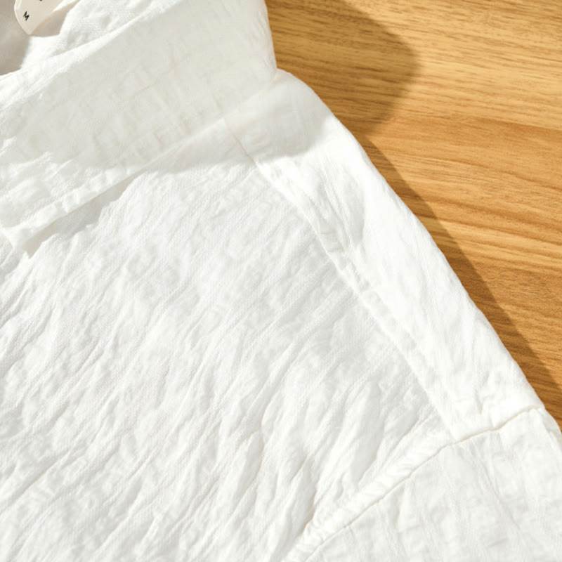 Chemise d'été en Tencel à manches courtes et boutons pour homme, couleur unie et respirante, motif Buddha Stones