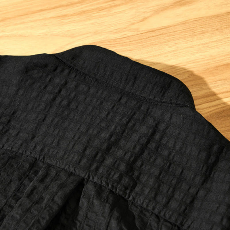 Chemise d'été en Tencel à manches courtes et boutons pour homme, couleur unie et respirante, motif Buddha Stones