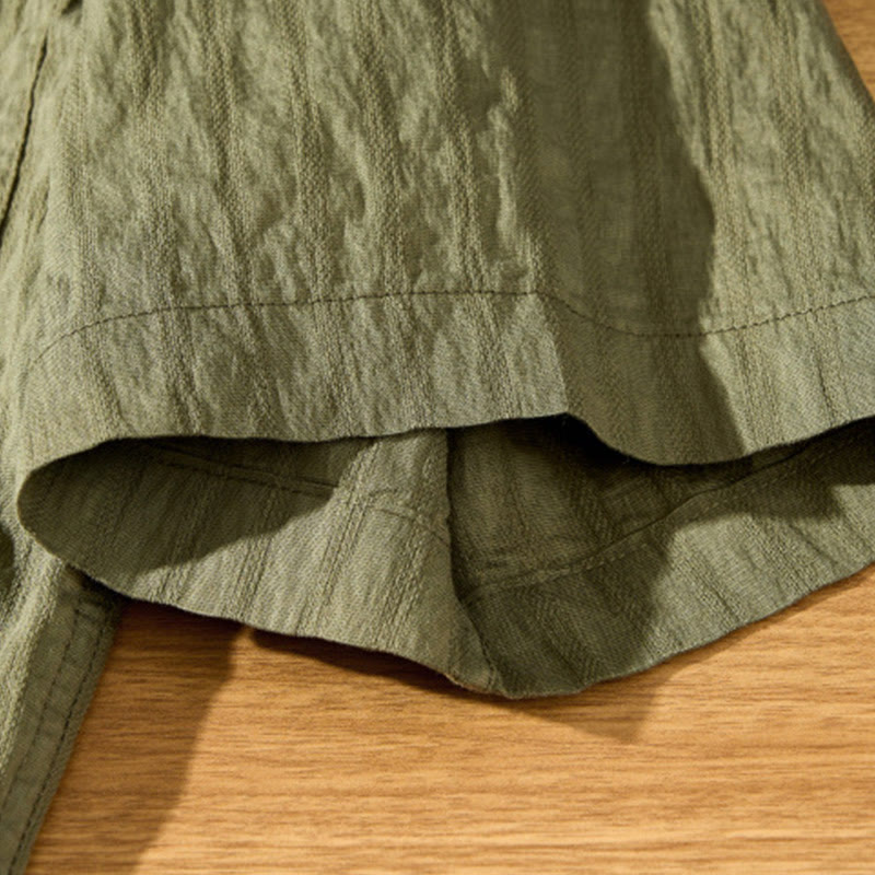 Chemise d'été en Tencel à manches courtes et boutons pour homme, couleur unie et respirante, motif Buddha Stones