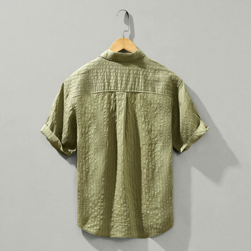 Chemise d'été en Tencel à manches courtes et boutons pour homme, couleur unie et respirante, motif Buddha Stones