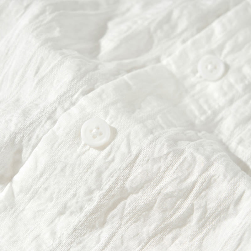 Chemise d'été en Tencel à manches courtes et boutons pour homme, couleur unie et respirante, motif Buddha Stones