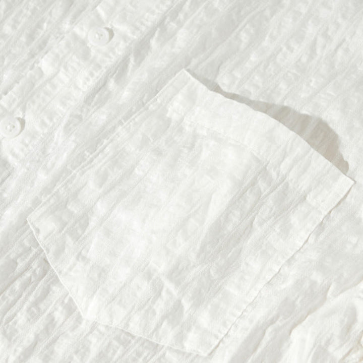 Chemise d'été en Tencel à manches courtes et boutons pour homme, couleur unie et respirante, motif Buddha Stones