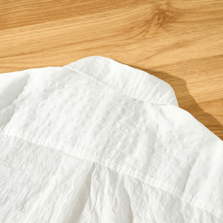 Chemise d'été en Tencel à manches courtes et boutons pour homme, couleur unie et respirante, motif Buddha Stones