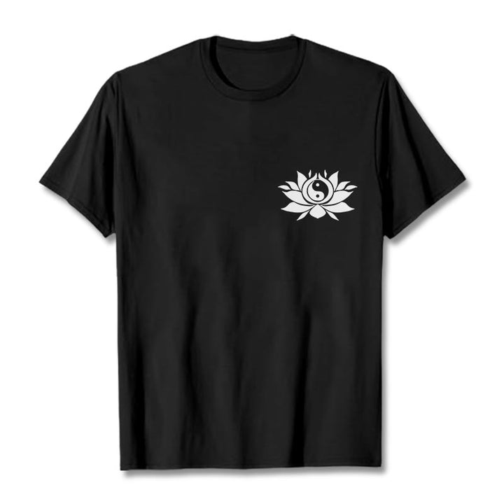T-shirt avec motif de fleurs de lotus et de Buddha Stones - Noir - 2XL - image 1