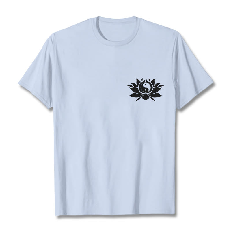 T-shirt avec motif de fleurs de lotus et de Buddha Stones - Cyan clair - 2XL - image 12