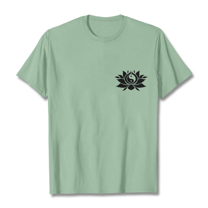 T-shirt avec motif de fleurs de lotus et de Buddha Stones - Vert pâle - 2XL - image 15