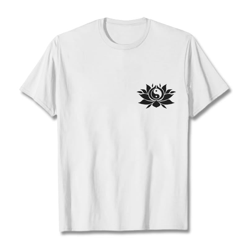 T-shirt avec motif de fleurs de lotus et de Buddha Stones - Blanc - 2XL - image 8