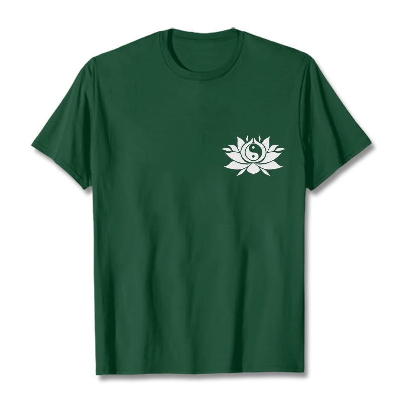 T-shirt avec motif de fleurs de lotus et de Buddha Stones - Forêt Verte - 2XL - image 6