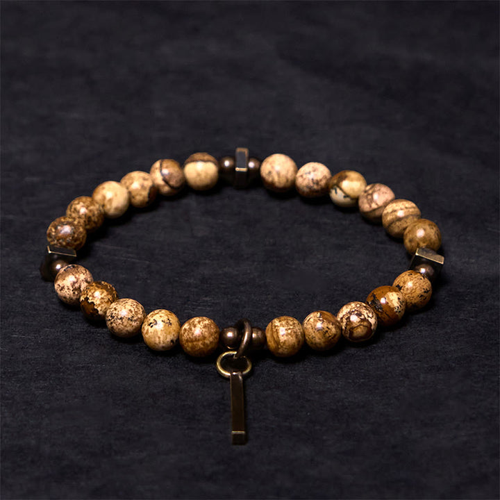 Bracelet porte-bonheur en cuivre vieilli Buddha Stones