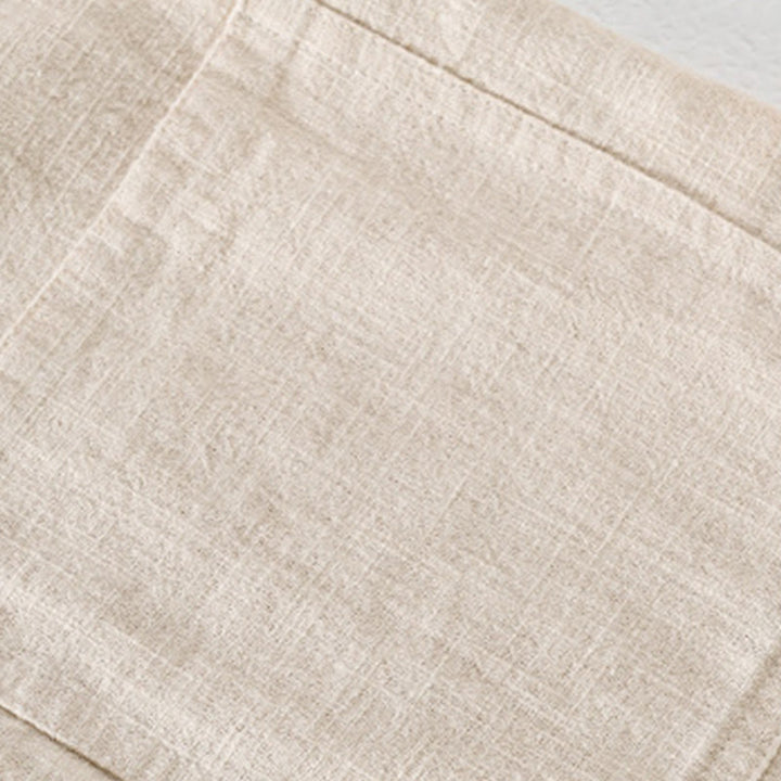 Chemise à manches longues en coton et lin pour homme, motif Buddha Stones, couleur unie, revers, avec poche - image 6