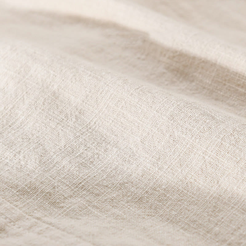 Chemise à manches longues en coton et lin pour homme, motif Buddha Stones, couleur unie, revers, avec poche - image 5