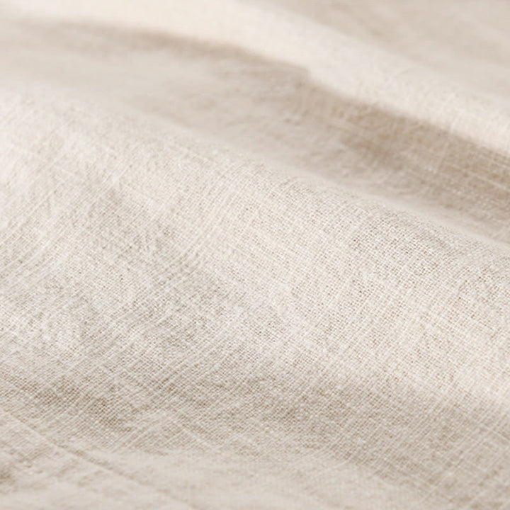 Chemise à manches longues en coton et lin pour homme, motif Buddha Stones, couleur unie, revers, avec poche - image 5