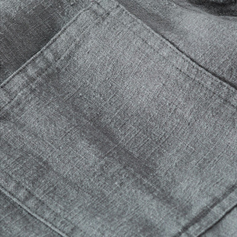 Chemise à manches longues en coton et lin pour homme, motif Buddha Stones, couleur unie, revers, avec poche - image 13