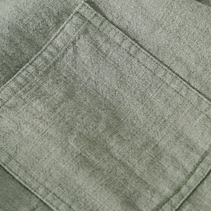 Chemise à manches longues en coton et lin pour homme, motif Buddha Stones, couleur unie, revers, avec poche - image 24