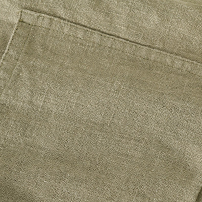 Chemise à manches longues en coton et lin pour homme, motif Buddha Stones, couleur unie, revers, avec poche - image 31