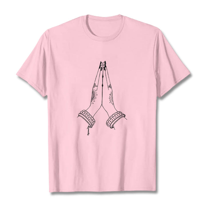 T-shirt avec motif de prière « Buddha Stones Join Hands Together » - Rose clair - 2XL - image 13