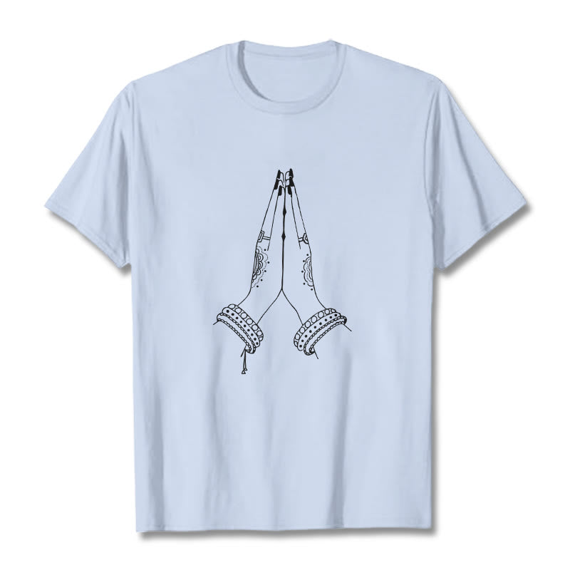 T-shirt avec motif de prière « Buddha Stones Join Hands Together » - Cyan clair - 2XL - image 19