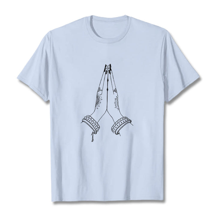 T-shirt avec motif de prière « Buddha Stones Join Hands Together » - Cyan clair - 2XL - image 19