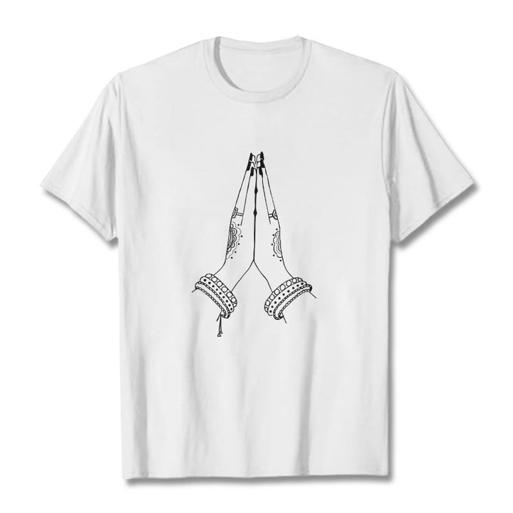 T-shirt avec motif de prière « Buddha Stones Join Hands Together » - Blanc - 2XL - image 8
