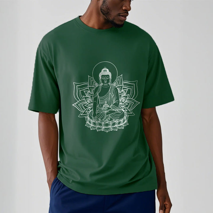 T-shirt Buddha Stones Médecine Bouddha assis sur un piédestal de lotus - image 12