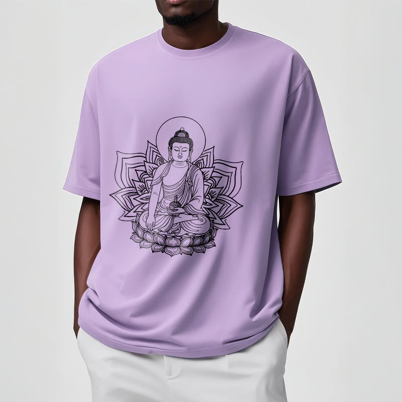 T-shirt Buddha Stones Médecine Bouddha assis sur un piédestal de lotus - image 18