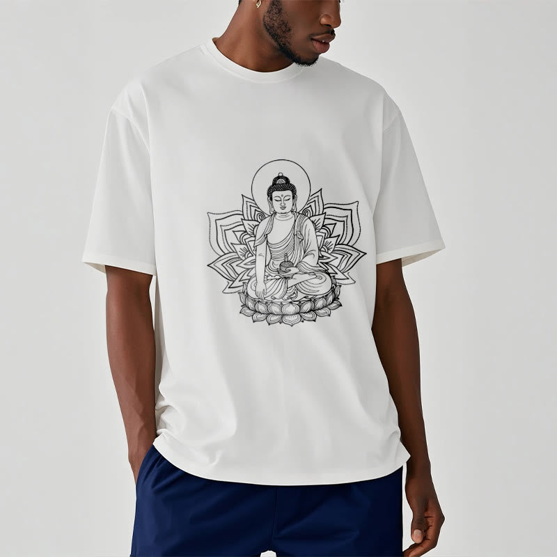 T-shirt Buddha Stones Médecine Bouddha assis sur un piédestal de lotus - image 7