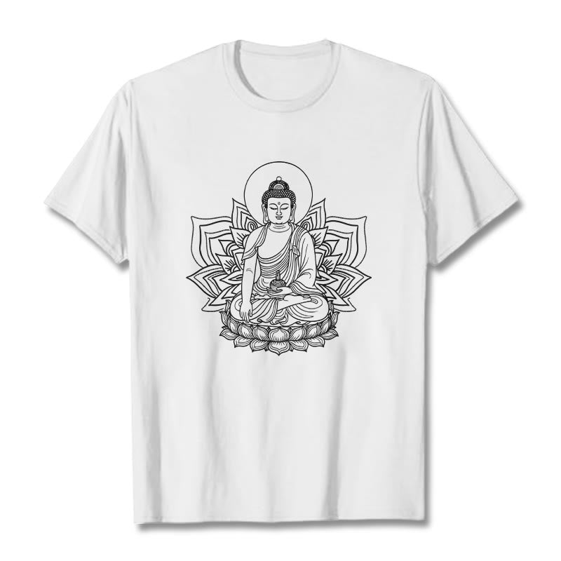 T-shirt Buddha Stones Médecine Bouddha assis sur un piédestal de lotus - Blanc - 2XL - image 6
