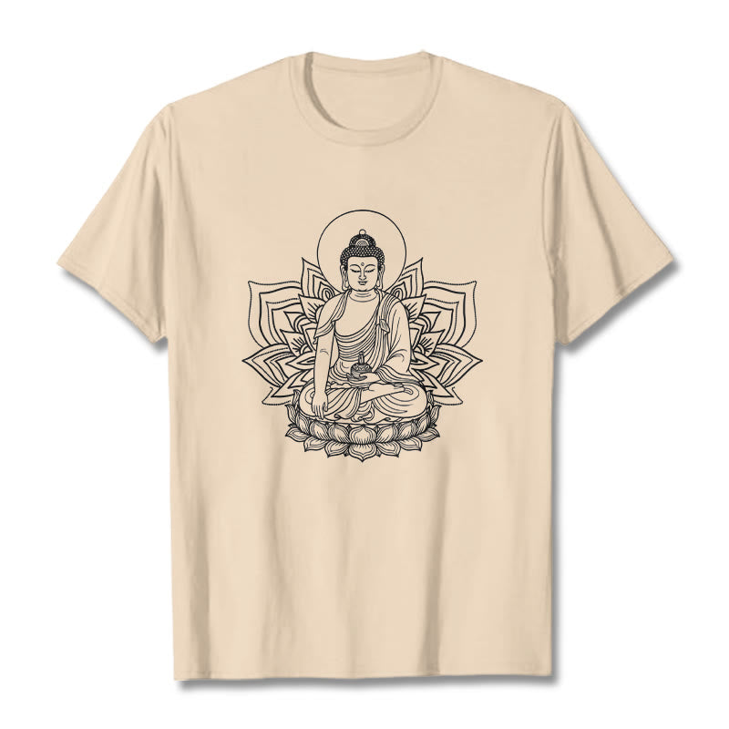 T-shirt Buddha Stones Médecine Bouddha assis sur un piédestal de lotus - Bisque - 2XL - image 9