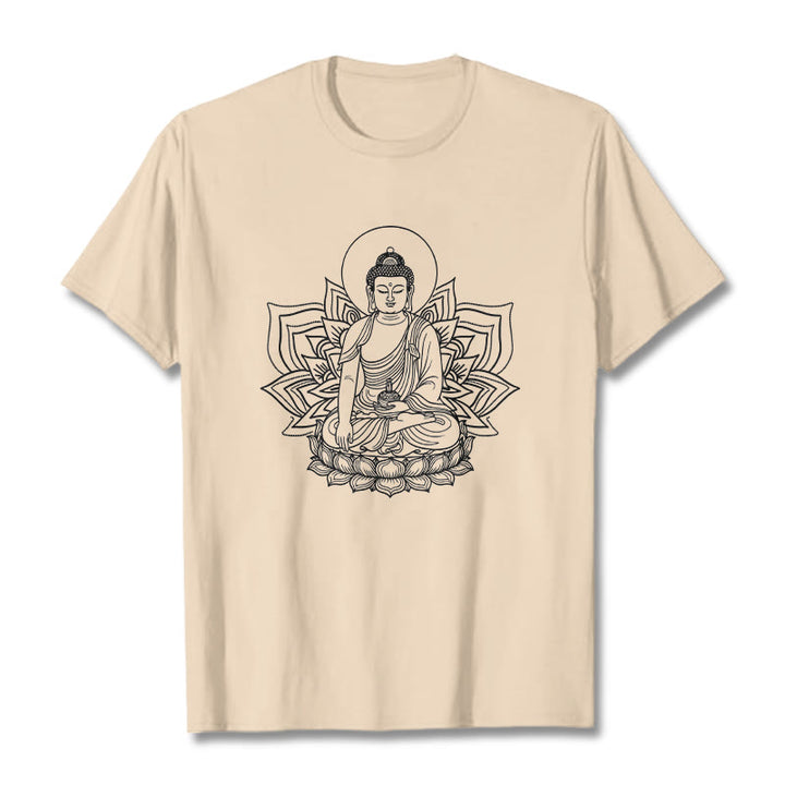 T-shirt Buddha Stones Médecine Bouddha assis sur un piédestal de lotus - Bisque - 2XL - image 9