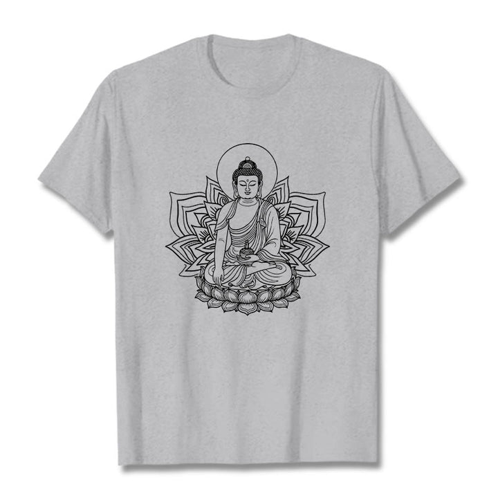 T-shirt Buddha Stones Médecine Bouddha assis sur un piédestal de lotus - Gris clair - 2XL - image 20